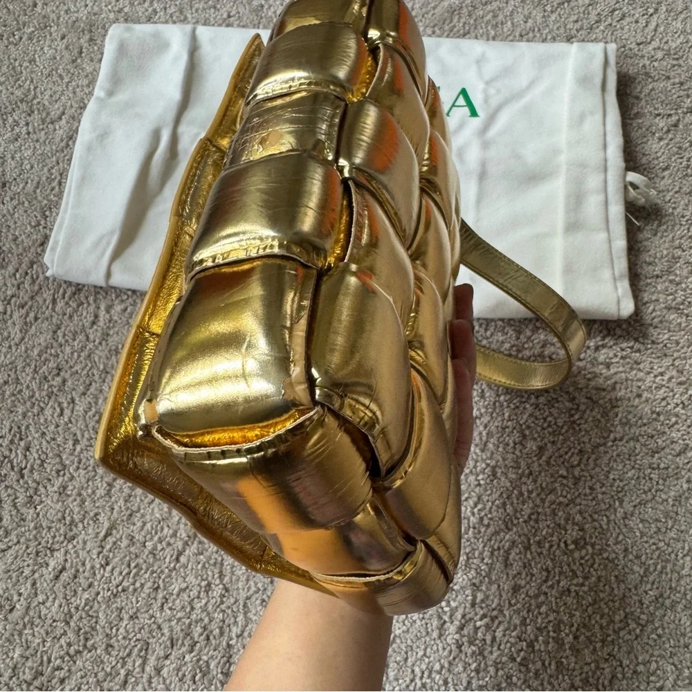 [Sold] BV Mirror Lambskin Intreccio Padded Cassette Crossbody Bag in Gold - Picture 14 of 14